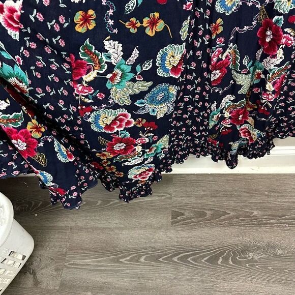 Bila boho floral asymmetrical hem Smocked waist sleeveless maxi dress - Picture 10 of 11